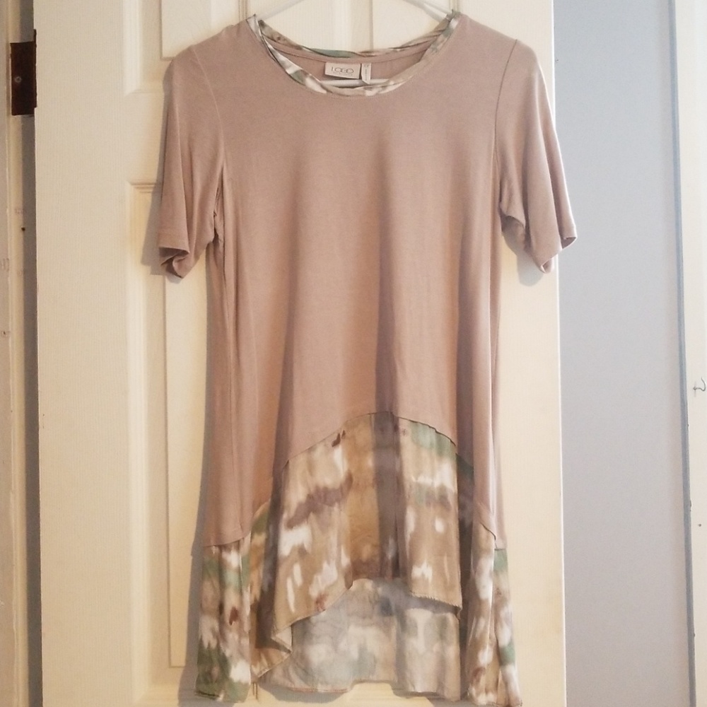 Tan and Camo Short Sleeved Top
